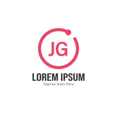 Modern çerçeve ile ilk Jg logo şablonu. Minimalist Jg harf logosu vektör illüstrasyon