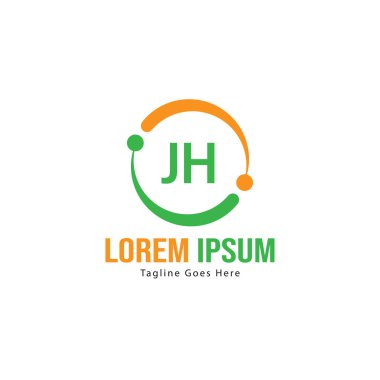 Modern çerçeve ile ilk Jh logo şablonu. Minimalist Jh harf logosu vektör illüstrasyon