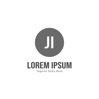 Modern çerçeveile Ilk Ji logo şablonu. Minimalist Ji harf logo vektör illüstrasyon