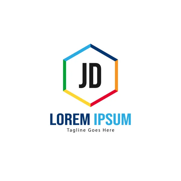 Начальный шаблон логотипа JD с современной рамкой. Минималистская векторная иллюстрация логотипа JD — стоковый вектор