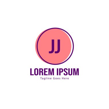 Modern çerçeve ile ilk Jj logo şablonu. Minimalist Jj harf logo vektör illüstrasyon