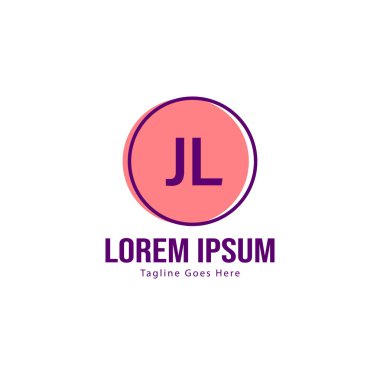 Modern çerçeveile ilk Jl logo şablonu. Minimalist Jl harf logosu vektör illüstrasyon