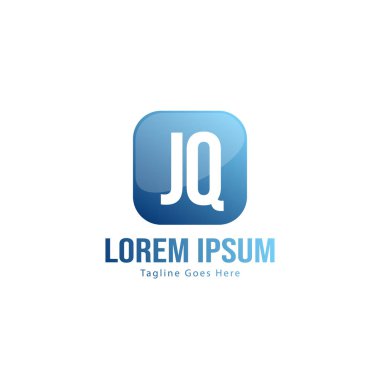 Modern çerçeve ile ilk Jq logo şablonu. Minimalist Jq harf logosu vektör illüstrasyon