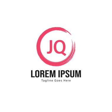 Modern çerçeve ile ilk Jq logo şablonu. Minimalist Jq harf logosu vektör illüstrasyon