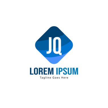 Modern çerçeve ile ilk Jq logo şablonu. Minimalist Jq harf logosu vektör illüstrasyon