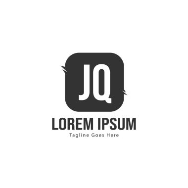 Modern çerçeve ile ilk Jq logo şablonu. Minimalist Jq harf logosu vektör illüstrasyon