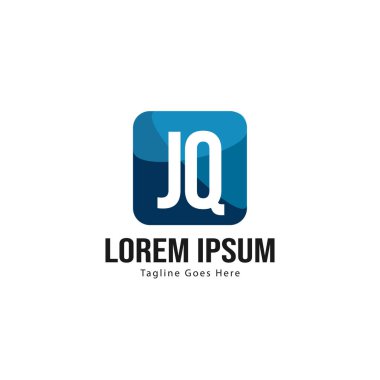 Modern çerçeve ile ilk Jq logo şablonu. Minimalist Jq harf logosu vektör illüstrasyon
