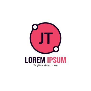 Modern çerçeve ile ilk Jt logo şablonu. Minimalist Jt harf logosu vektör illüstrasyon