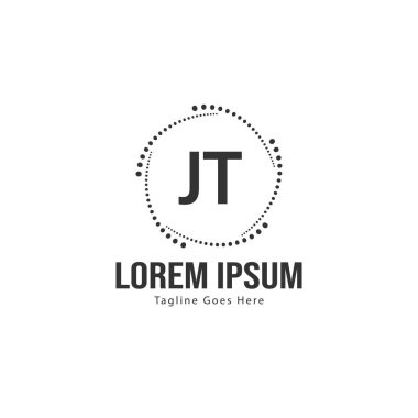 Modern çerçeve ile ilk Jt logo şablonu. Minimalist Jt harf logosu vektör illüstrasyon