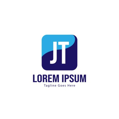 Modern çerçeve ile ilk Jt logo şablonu. Minimalist Jt harf logosu vektör illüstrasyon