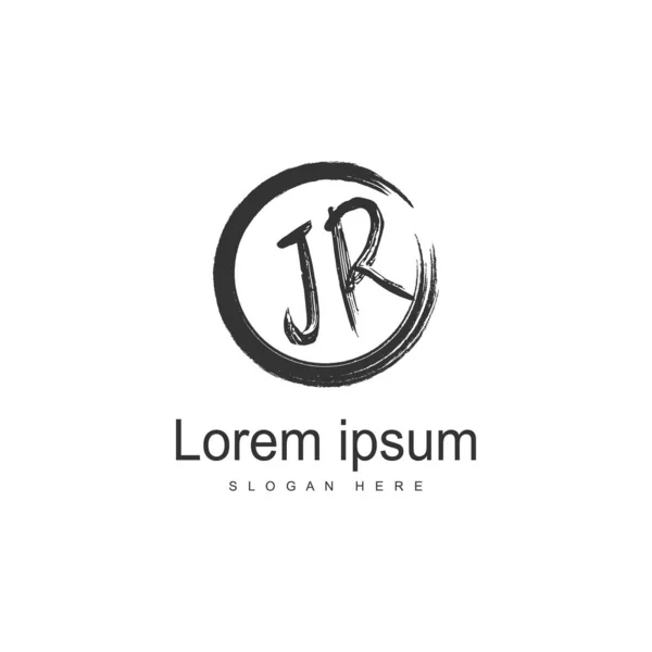 Modern çerçeveli Ilk Jr logo şablonu. Minimalist Jr harf logosu vektör illüstrasyon — Stok Vektör