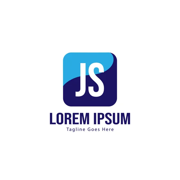 Plantilla de logotipo JS inicial con marco moderno. Ilustración minimalista del vector del logotipo de la letra JS — Archivo Imágenes Vectoriales