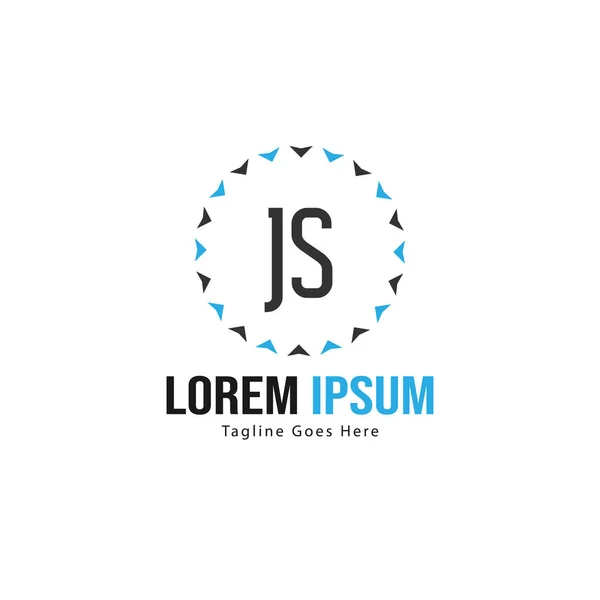 Plantilla de logotipo JS inicial con marco moderno. Ilustración minimalista del vector del logotipo de la letra JS — Archivo Imágenes Vectoriales