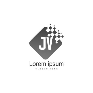 Modern çerçeve ile ilk Jv logo şablonu. Minimalist Jv harf logo vektör illüstrasyon