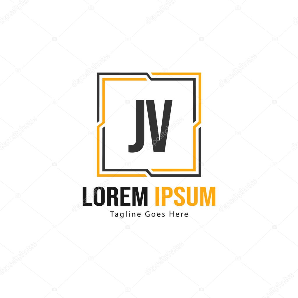 Initial JV logo template with modern frame. Minimalist JV letter logo vector illustration