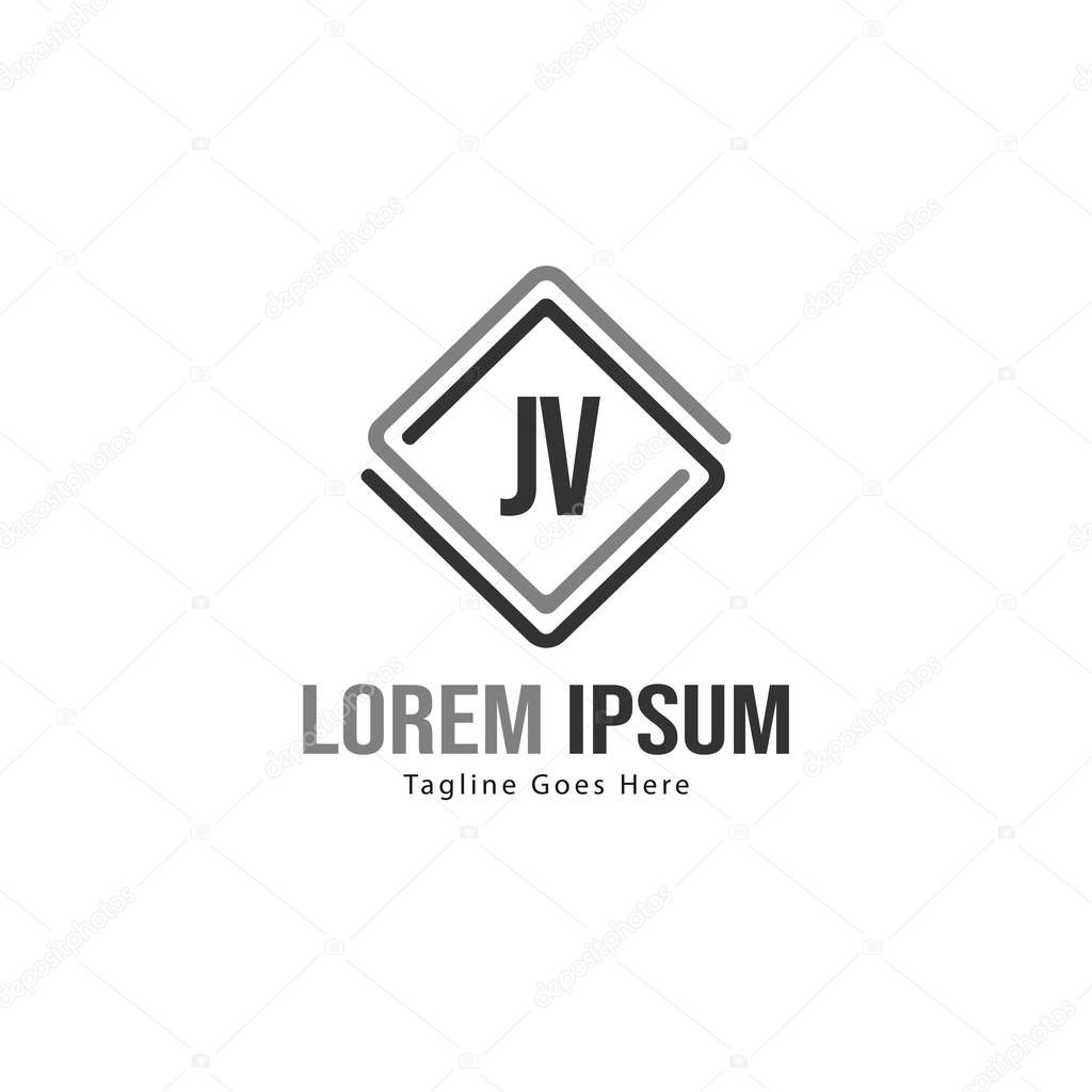 Initial JV logo template with modern frame. Minimalist JV letter logo vector illustration
