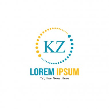 Modern çerçeveile ilk Kz logo şablonu. Minimalist Kz harf logo vektör illüstrasyon