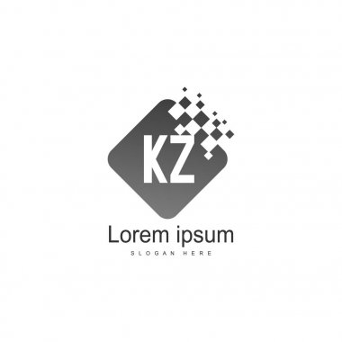 Modern çerçeveile ilk Kz logo şablonu. Minimalist Kz harf logo vektör illüstrasyon