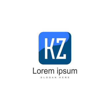 Modern çerçeveile ilk Kz logo şablonu. Minimalist Kz harf logo vektör illüstrasyon