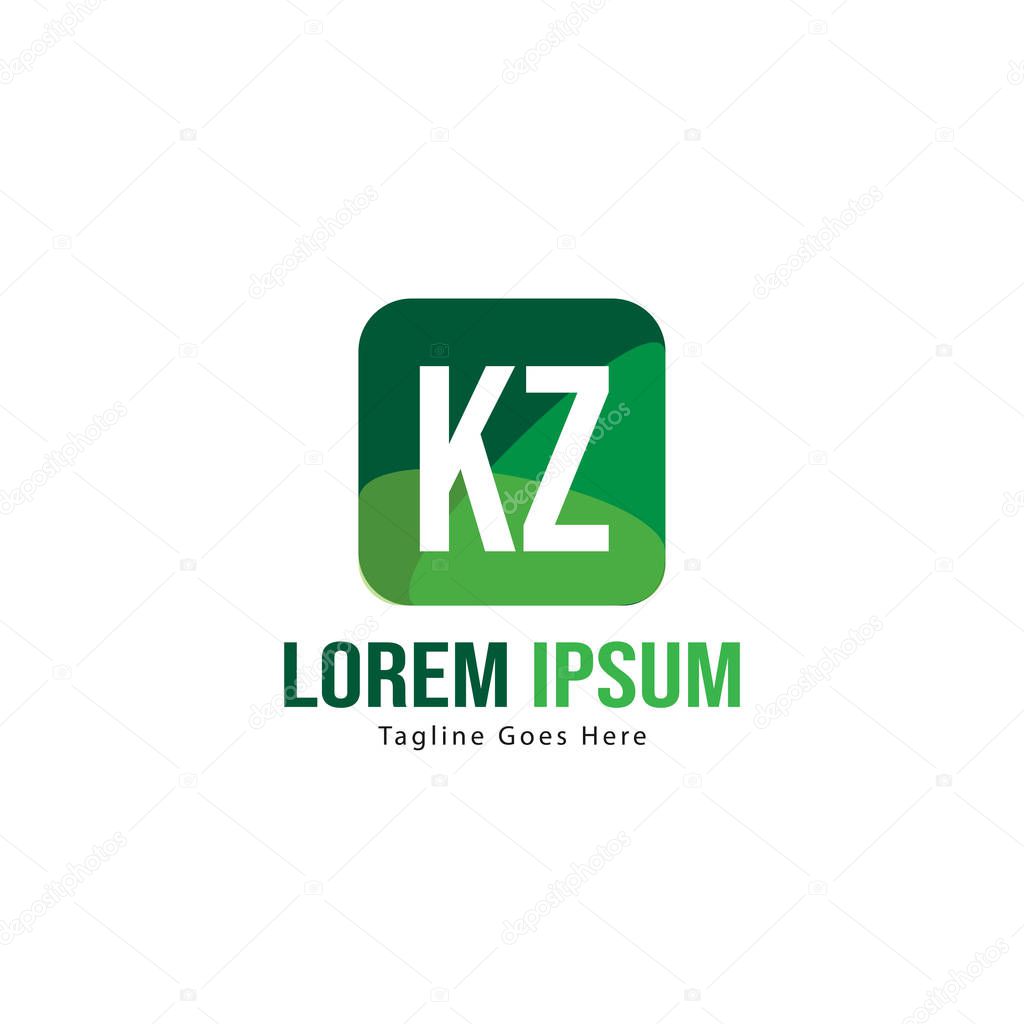 Initial KZ logo template with modern frame. Minimalist KZ letter logo vector illustration