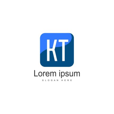 Modern çerçeveile ilk Kt logo şablonu. Minimalist Kt harf logo vektör illüstrasyon