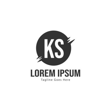 Modern çerçeveile ilk Ks logo şablonu. Minimalist Ks harf logo vektör illüstrasyon