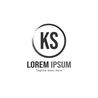 Modern çerçeveile ilk Ks logo şablonu. Minimalist Ks harf logo vektör illüstrasyon