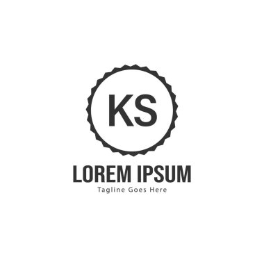 Modern çerçeveile ilk Ks logo şablonu. Minimalist Ks harf logo vektör illüstrasyon