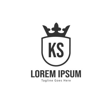 Modern çerçeveile ilk Ks logo şablonu. Minimalist Ks harf logo vektör illüstrasyon