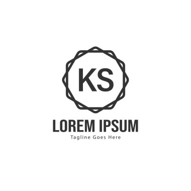 Modern çerçeveile ilk Ks logo şablonu. Minimalist Ks harf logo vektör illüstrasyon