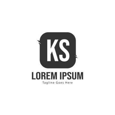 Modern çerçeveile ilk Ks logo şablonu. Minimalist Ks harf logo vektör illüstrasyon