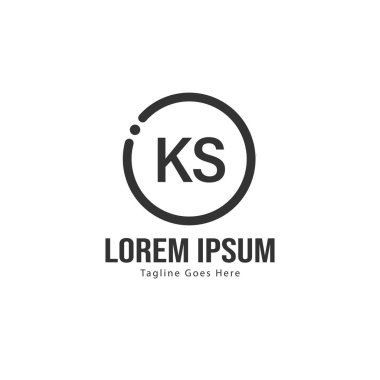 Modern çerçeveile ilk Ks logo şablonu. Minimalist Ks harf logo vektör illüstrasyon