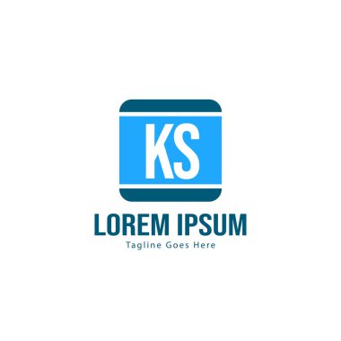 Modern çerçeveile ilk Ks logo şablonu. Minimalist Ks harf logo vektör illüstrasyon
