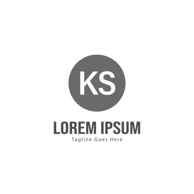Modern çerçeveile ilk Ks logo şablonu. Minimalist Ks harf logo vektör illüstrasyon