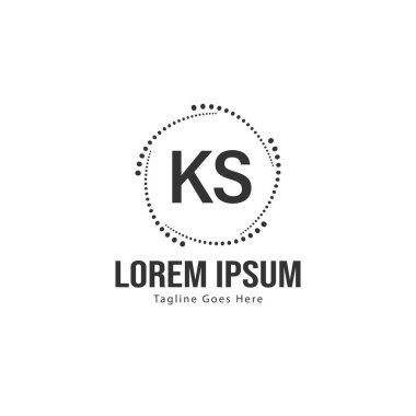 Modern çerçeveile ilk Ks logo şablonu. Minimalist Ks harf logo vektör illüstrasyon