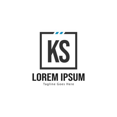 Modern çerçeveile ilk Ks logo şablonu. Minimalist Ks harf logo vektör illüstrasyon
