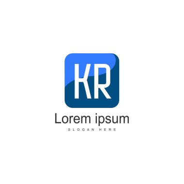 Modern çerçeveli ilk Kr logo şablonu. Minimalist Kr harf logo vektör illüstrasyon