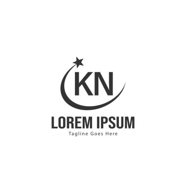 Modern çerçeveile ilk Kn logo şablonu. Minimalist Kn harf logo vektör illüstrasyon