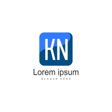 Modern çerçeveile ilk Kn logo şablonu. Minimalist Kn harf logo vektör illüstrasyon