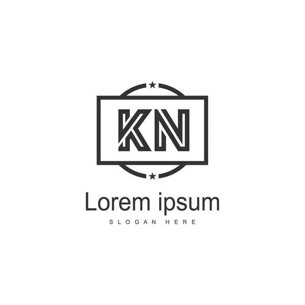 Modern çerçeveile ilk Kn logo şablonu. Minimalist Kn harf logo vektör illüstrasyon — Stok Vektör