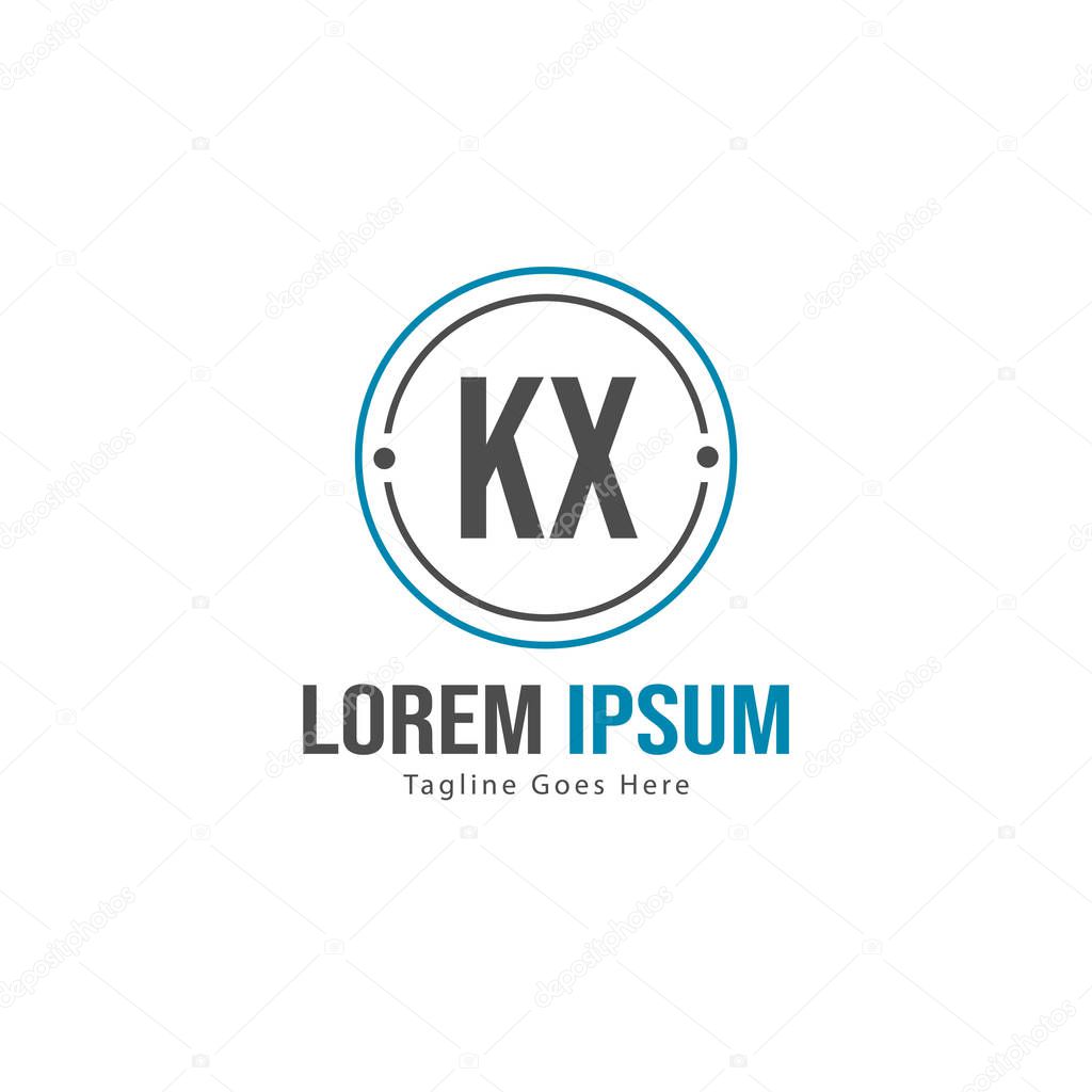 Initial KX logo template with modern frame. Minimalist KX letter logo vector illustration