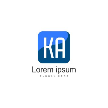 Modern çerçeveli ilk Ka logo şablonu. Minimalist Ka harfi logosu vektör illüstrasyon