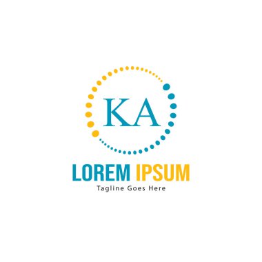 Modern çerçeveli ilk Ka logo şablonu. Minimalist Ka harfi logosu vektör illüstrasyon