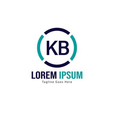 Modern çerçeveile ilk Kb logo şablonu. Minimalist Kb harf logo vektör illüstrasyon