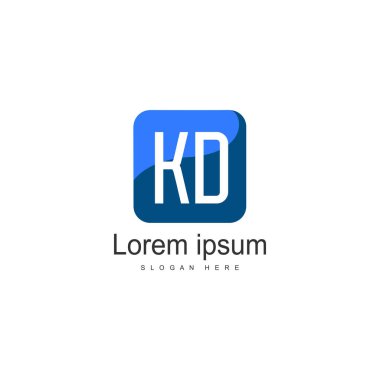 Modern çerçeveile ilk Kd logo şablonu. Minimalist Kd harf logo vektör illüstrasyon