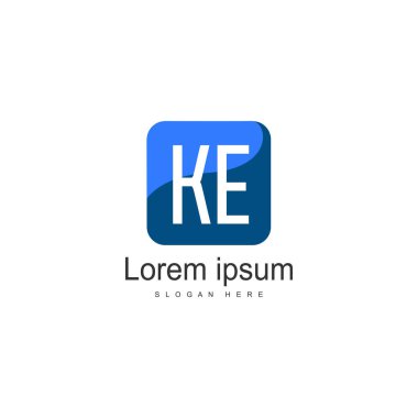 Modern çerçeveli ilk Ke logo şablonu. Minimalist Ke harfi logo vektör illüstrasyon