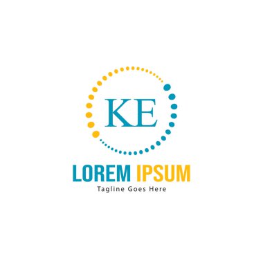 Modern çerçeveli ilk Ke logo şablonu. Minimalist Ke harfi logo vektör illüstrasyon