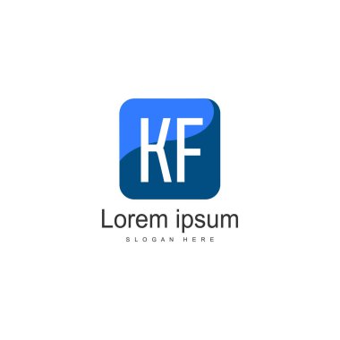 Modern çerçeveile ilk Kf logo şablonu. Minimalist Kf harf logo vektör illüstrasyon