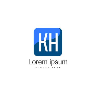 Modern çerçeveli ilk Kh logo şablonu. Minimalist Kh harf logo vektör illüstrasyon