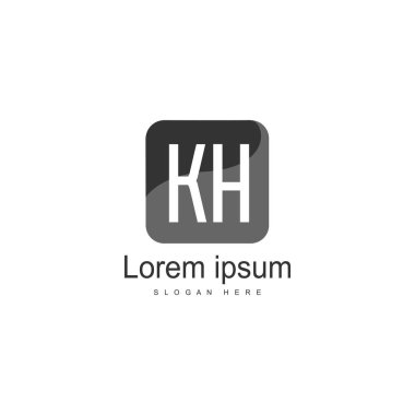 Modern çerçeveli ilk Kh logo şablonu. Minimalist Kh harf logo vektör illüstrasyon